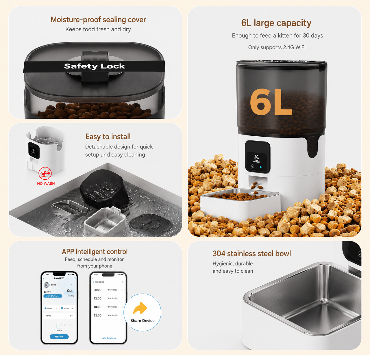 BarkTech Smart Automatic Pet Feeder with Wi-Fi Control